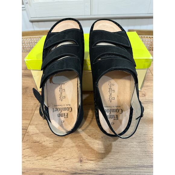 Finn Mens Comfort Sylt Sandal Black Nubuck Size 9.5/10 US 43 EU NIB Soft Footbed - Picture 11 of 15